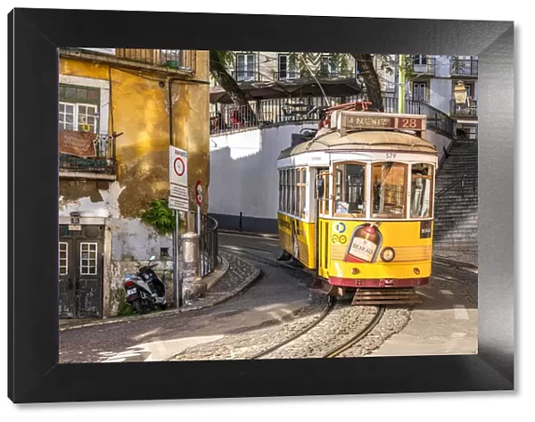 Tramway, Alfama district, Lisbon, Portugal