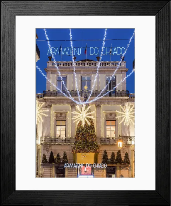 Framed Print : Armazens do Chiado department store adormned with Christmas lights, Lisbon, Portugal Framed Print : Armazens do Chiado department store adormned with Christmas lights, Lisbon, Portugal