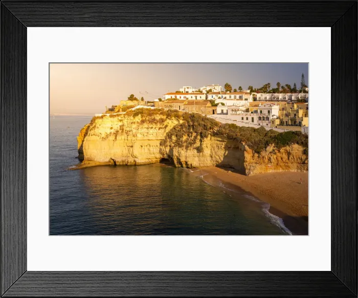 Framed Print : The beach and village of Carvoeiro at sunrise. Lagoa, Algarve, Portugal Framed Print : The beach and village of Carvoeiro at sunrise. Lagoa, Algarve, Portugal