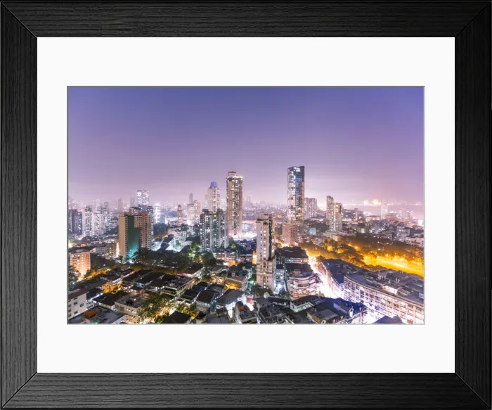Framed Print : India, Maharashtra, Mumbai, view of the city of Mumbai city centre at night Framed Print : India, Maharashtra, Mumbai, view of the city of Mumbai city centre at night
