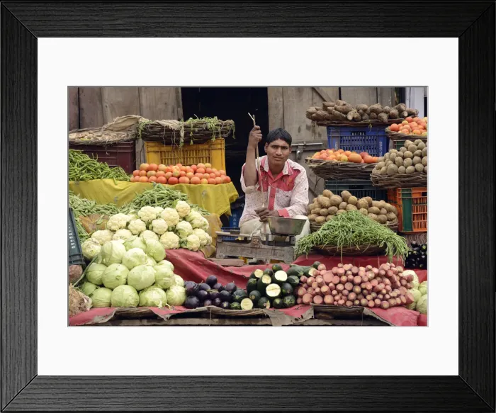 Framed Print : Man at his market stall, City of Karauli, Rajasthan, India Framed Print : Man at his market stall, City of Karauli, Rajasthan, India