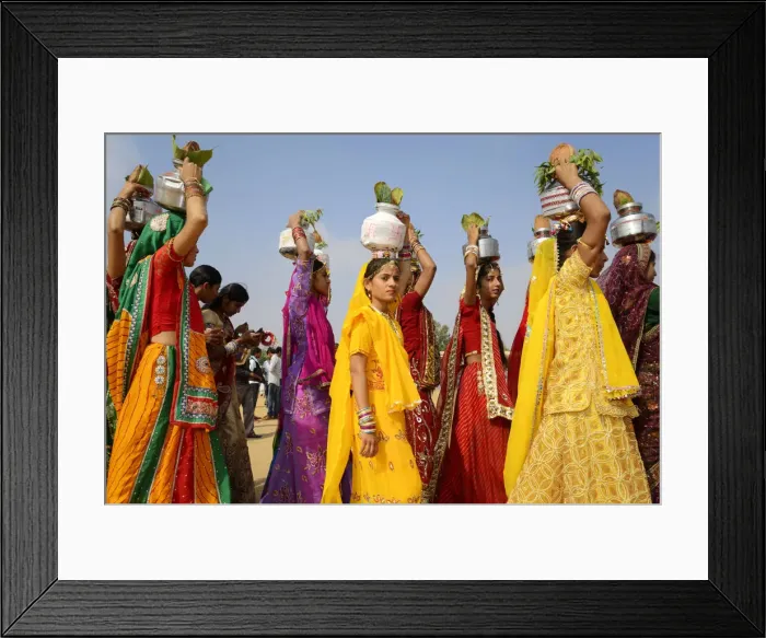 Framed Print : Asia, India, Rajasthan, Jaisalmer, desert festival, women parade in traditional clothing Framed Print : Asia, India, Rajasthan, Jaisalmer, desert festival, women parade in traditional clothing