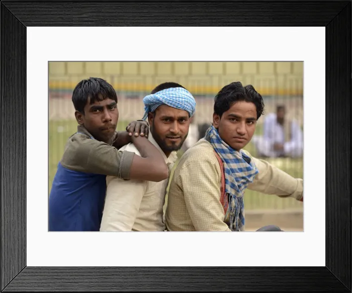 Framed Print : Indian men on bike, City of Karauli, Rajasthan, India Framed Print : Indian men on bike, City of Karauli, Rajasthan, India