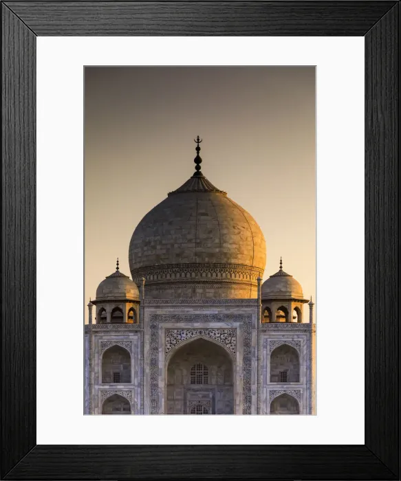 Framed Print : India, details of Taj Mahal memorial at sunset Framed Print : India, details of Taj Mahal memorial at sunset