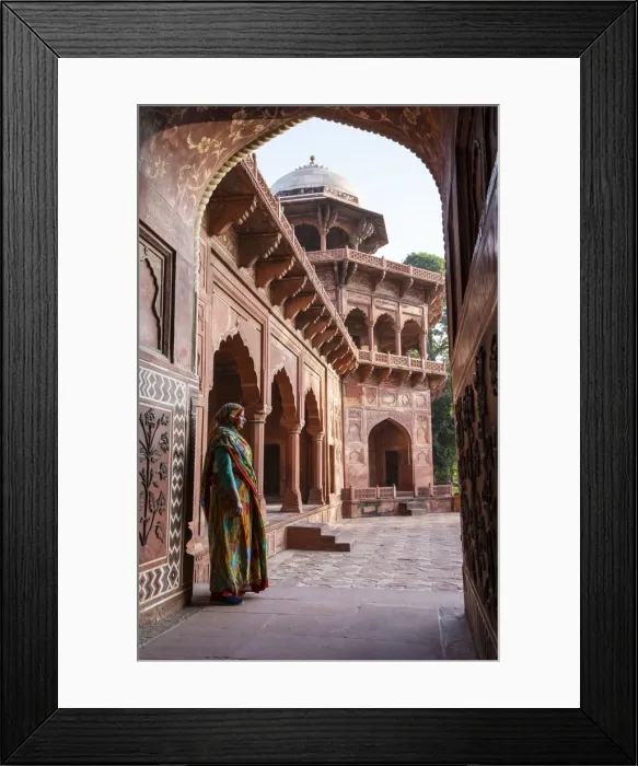 Framed Print : India, Uttar Pradesh, Agra, a loacl woman dressed in a saree standing in the doorway Framed Print : India, Uttar Pradesh, Agra, a loacl woman dressed in a saree standing in the doorway