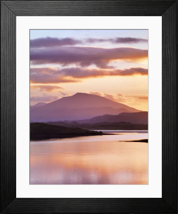 Framed Print : Ireland, Co. Donegal, Mount Errigal and Mulroy bay at sunset Framed Print : Ireland, Co. Donegal, Mount Errigal and Mulroy bay at sunset