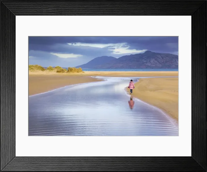 Framed Print : Ireland, Co. Donegal, Fanad, Ballymastoker bay, girl walking on beach (MR) Framed Print : Ireland, Co. Donegal, Fanad, Ballymastoker bay, girl walking on beach (MR)