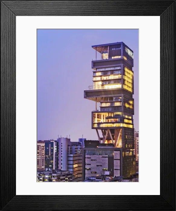 Framed Print : India, Maharashtra, Mumbai, Kemps Corner, Antilia aka the Ambani building