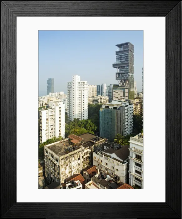 Framed Print : India, Maharashtra, Mumbai, Kemps Corner, view of Antilia aka the Ambani building