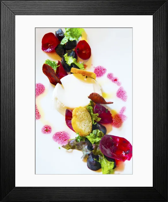 Framed Print : India, Maharashtra, Mumbai, Indigo restaurant, Baby Beets Horseradish Pana Cotta