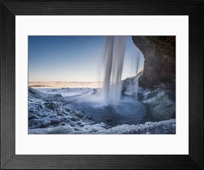 Framed Print : Seljalandfoss waterfall frozen in winter, Iceland Framed Print : Seljalandfoss waterfall frozen in winter, Iceland