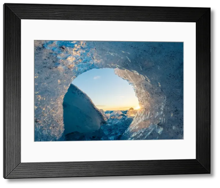 Framed Print : Jokulsarlon, East Iceland, Iceland. Ice formations on the beach at sunrise Framed Print : Jokulsarlon, East Iceland, Iceland. Ice formations on the beach at sunrise