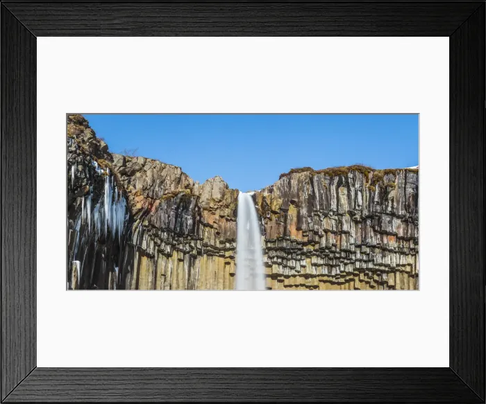 Framed Print : Svartifoss waterfall in winter, Skaftafell national park, East Iceland, Iceland