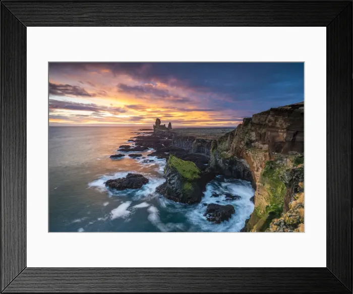 Framed Print : High angle view of Londrangar cliffs during sunset, Snaefellsjokull National Park Framed Print : High angle view of Londrangar cliffs during sunset, Snaefellsjokull National Park