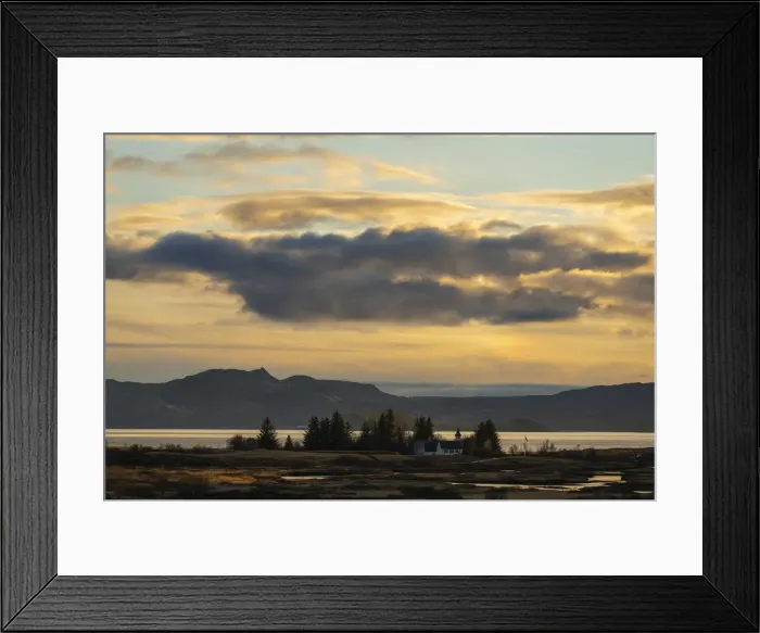 Framed Print : Thingvallakirkja church at sunset, Thingvellir National Park, UNESCO, South Iceland Framed Print : Thingvallakirkja church at sunset, Thingvellir National Park, UNESCO, South Iceland