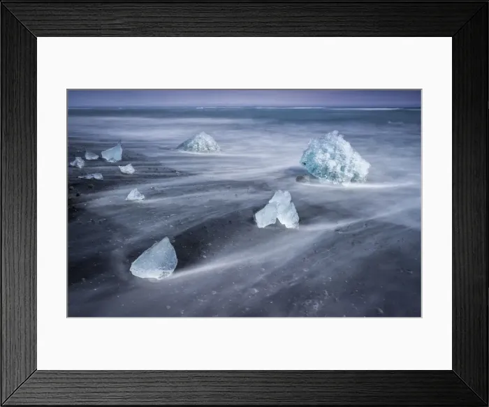 Framed Print : Ice on shore at Diamond Beach near Jokulsarlon glacier lagoon, South Iceland, Iceland Framed Print : Ice on shore at Diamond Beach near Jokulsarlon glacier lagoon, South Iceland, Iceland
