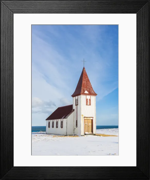 Framed Print : Hellnar, Snaefellsnes Peninsula, Western Iceland, Iceland. Hellnar church in winter Framed Print : Hellnar, Snaefellsnes Peninsula, Western Iceland, Iceland. Hellnar church in winter