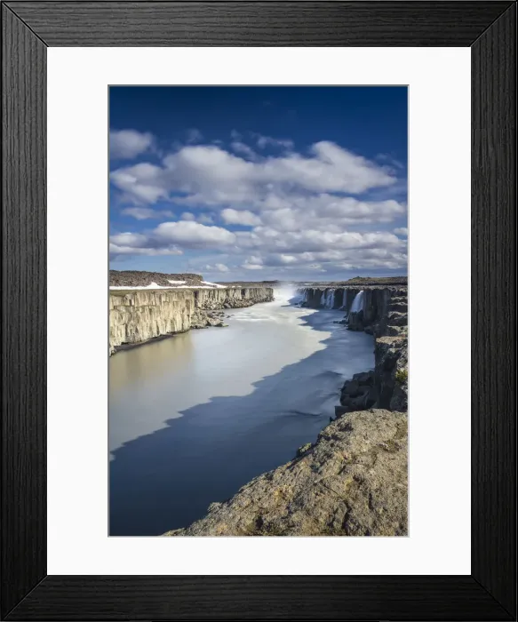 Framed Print : Scenic view of Selfoss waterfall amidst rocky cliffs against cloudy sky, Northeast Framed Print : Scenic view of Selfoss waterfall amidst rocky cliffs against cloudy sky, Northeast