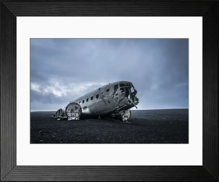 Framed Print : Iconic US Navy DC-3 airplane wreckage at Solheimasandur beach, South Iceland, Iceland Framed Print : Iconic US Navy DC-3 airplane wreckage at Solheimasandur beach, South Iceland, Iceland