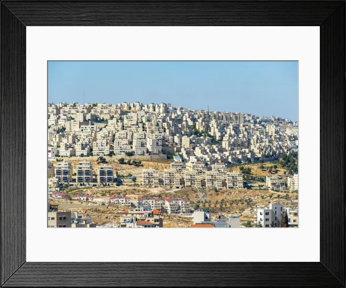 Framed Print : Palestine, West Bank, Bethlehem. Illegal Israeli settlements on the hills surrounding Framed Print : Palestine, West Bank, Bethlehem. Illegal Israeli settlements on the hills surrounding