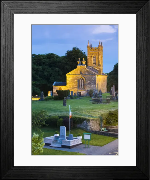 Framed Print : Ireland, County Roscommon, Ballinlough. The village Church at dusk Framed Print : Ireland, County Roscommon, Ballinlough. The village Church at dusk