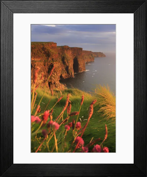 Framed Print : Europe, Ireland, Clare county, Cliffs of Moher at sunset