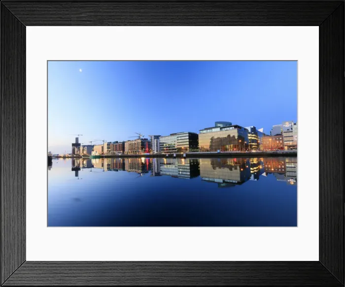 Framed Print : Europe, Dublin, Ireland, buildings reflecting on the Liffey river by night Framed Print : Europe, Dublin, Ireland, buildings reflecting on the Liffey river by night