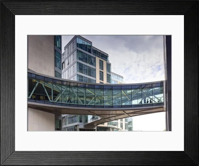 Framed Print : Europe, Dublin, Ireland, Google company building with elevated footpath Framed Print : Europe, Dublin, Ireland, Google company building with elevated footpath