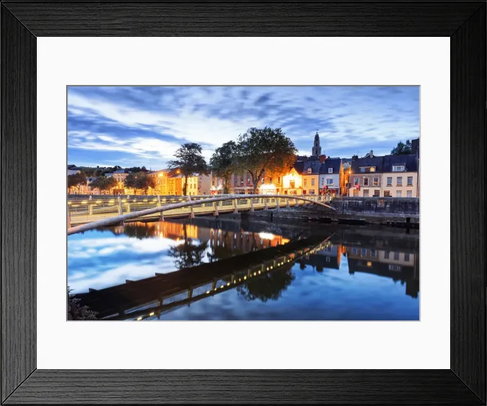 Framed Print : Europe, Ireland, Cork by night with colored houses reflecting on Lee river Framed Print : Europe, Ireland, Cork by night with colored houses reflecting on Lee river