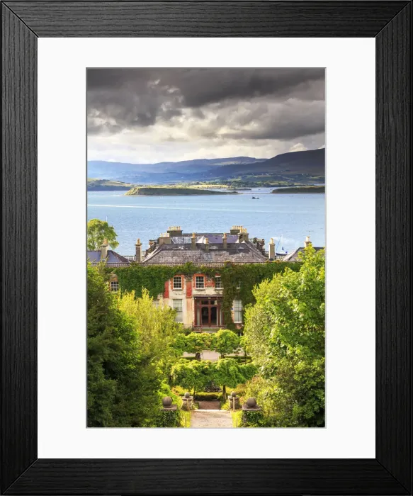 Framed Print : Europe, Ireland, Northern Europe, Bantry house at sunset