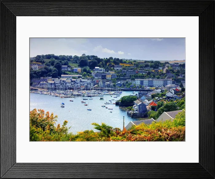 Framed Print : Europe, Ireland, Kinsale village and little harbour overview from a viewpoint
