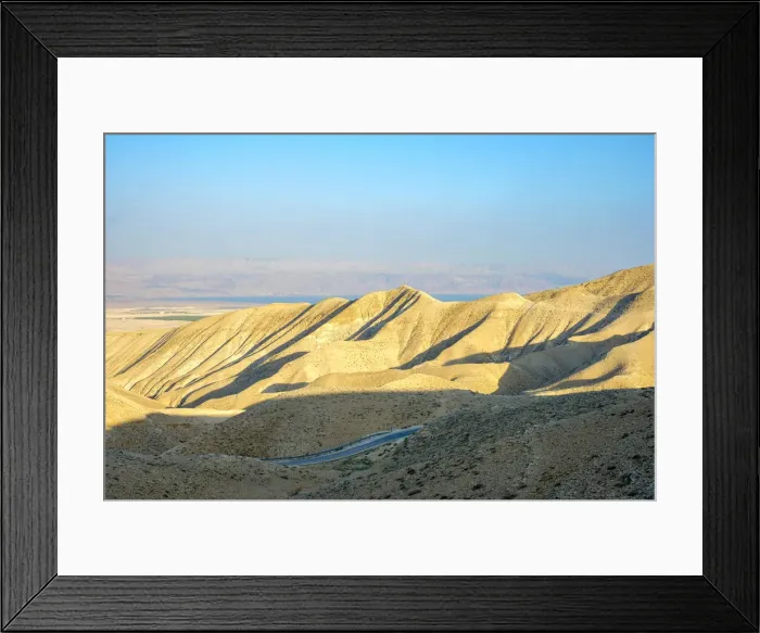 Framed Print : Palestine, West Bank, Jericho. View towards the Dead Sea and Jordan from Wadi Quelt Framed Print : Palestine, West Bank, Jericho. View towards the Dead Sea and Jordan from Wadi Quelt