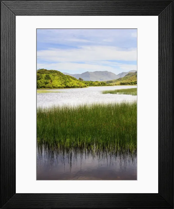 Framed Print : Europe, Ireland, Connemara, blue sky reflecting in a lake near Kylemore Abbey Framed Print : Europe, Ireland, Connemara, blue sky reflecting in a lake near Kylemore Abbey