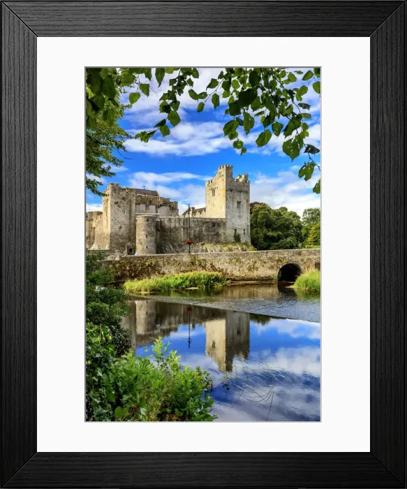 Framed Print : Europe, Ireland, Cahir castle and village at sunset reflecting in Caher river Framed Print : Europe, Ireland, Cahir castle and village at sunset reflecting in Caher river