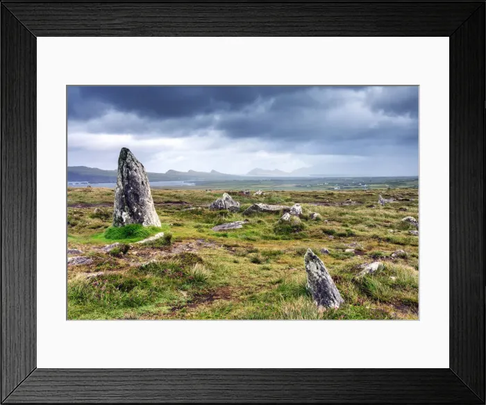 Framed Print : Europe, Ireland, Sunrise view on a Dolmen over Ballyferriter Bay, Sybil Point Framed Print : Europe, Ireland, Sunrise view on a Dolmen over Ballyferriter Bay, Sybil Point