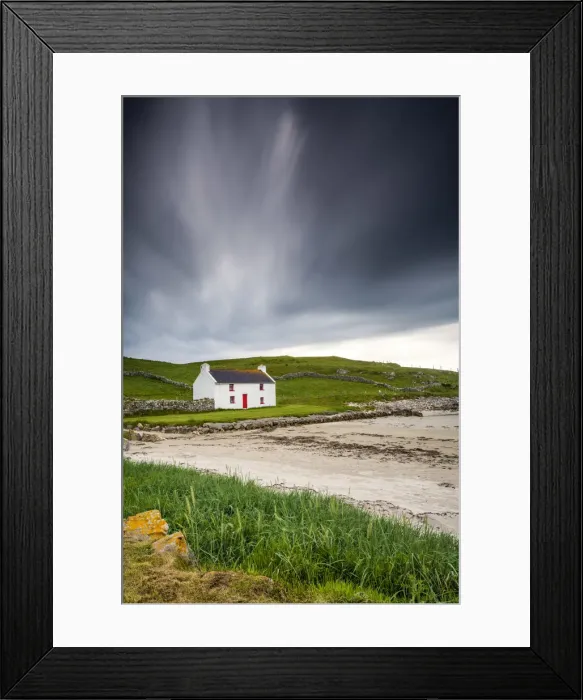 Framed Print : Traditional Irish Cottage on a Beach, County Donegal, Ireland Framed Print : Traditional Irish Cottage on a Beach, County Donegal, Ireland