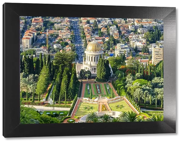 Israel, Haifa District, Haifa. Baha i Gardens and the Shrine of the Bab, and buildings