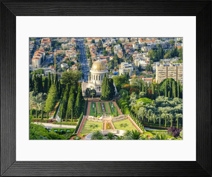 Framed Print : Israel, Haifa District, Haifa. Baha i Gardens and the Shrine of the Bab, and buildings Framed Print : Israel, Haifa District, Haifa. Baha i Gardens and the Shrine of the Bab, and buildings