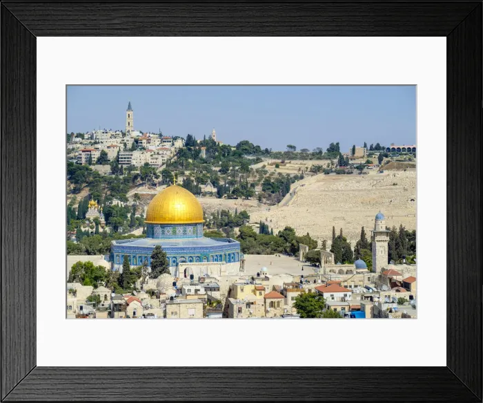 Framed Print : Israel, Jerusalem District, Jerusalem. Dome of the Rock on Temple Mount and buildings Framed Print : Israel, Jerusalem District, Jerusalem. Dome of the Rock on Temple Mount and buildings
