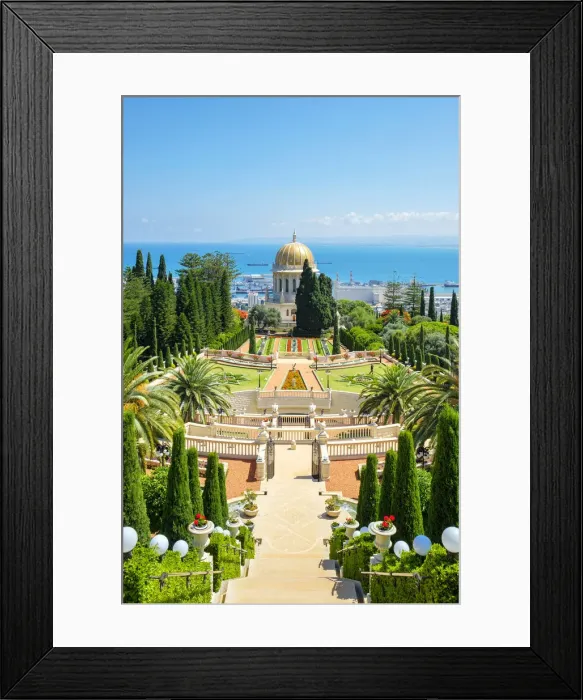 Framed Print : Israel, Haifa District, Haifa. The Shrine of the Bab at the Baha i Gardens