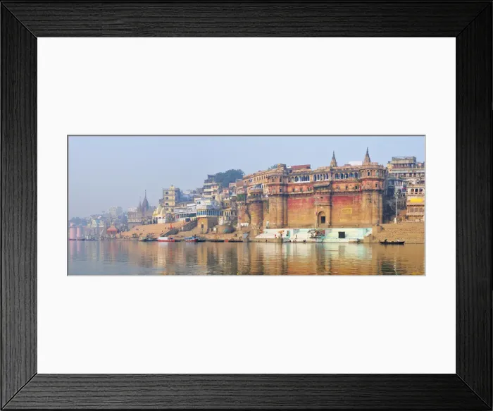 Framed Print : The ghats along the Ganges river banks, Varanasi, India Framed Print : The ghats along the Ganges river banks, Varanasi, India