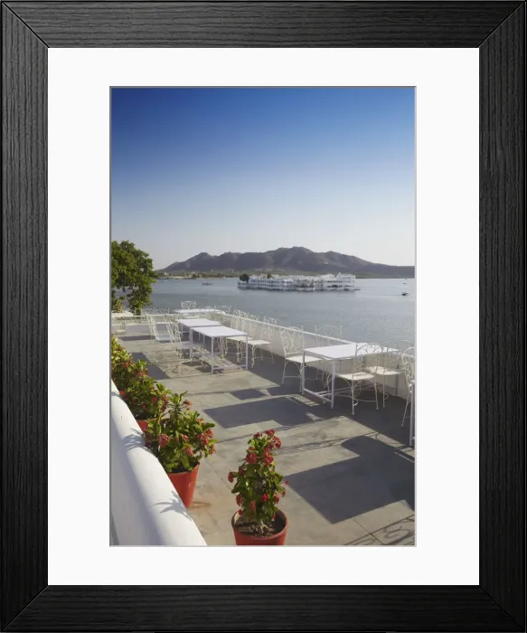 Framed Print : View of Lake Palace Hotel from Jagat Niiwas Palace Hotel rooftop restaurant, Udaipur Framed Print : View of Lake Palace Hotel from Jagat Niiwas Palace Hotel rooftop restaurant, Udaipur