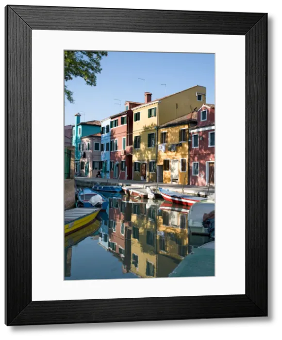 Framed Print : Coloured houses, Burano Island, Venice, Veneto, Italy