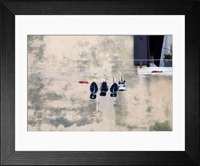 Framed Print : Shoes on washing line, Chioggia, Venice, Veneto, Italy Framed Print : Shoes on washing line, Chioggia, Venice, Veneto, Italy