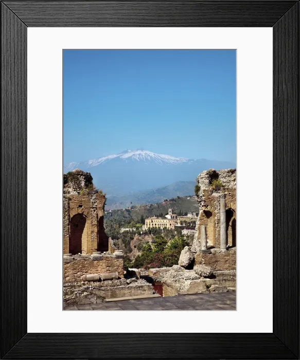 Framed Print : The Greek theatre and Mount Etna, Taormina, Sicily, Italy Framed Print : The Greek theatre and Mount Etna, Taormina, Sicily, Italy