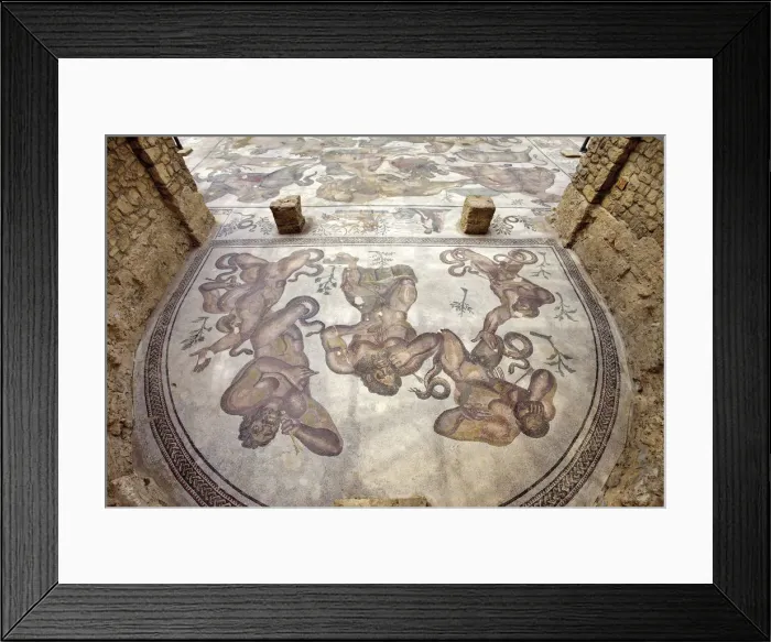 Framed Print : Mosaics, Villa Romana Casale, Piazza Armerina, Sicily, Italy