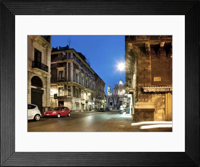 Framed Print : Cathedral at dusk, Piazza Duomo, Catania, Sicily, Italy Framed Print : Cathedral at dusk, Piazza Duomo, Catania, Sicily, Italy