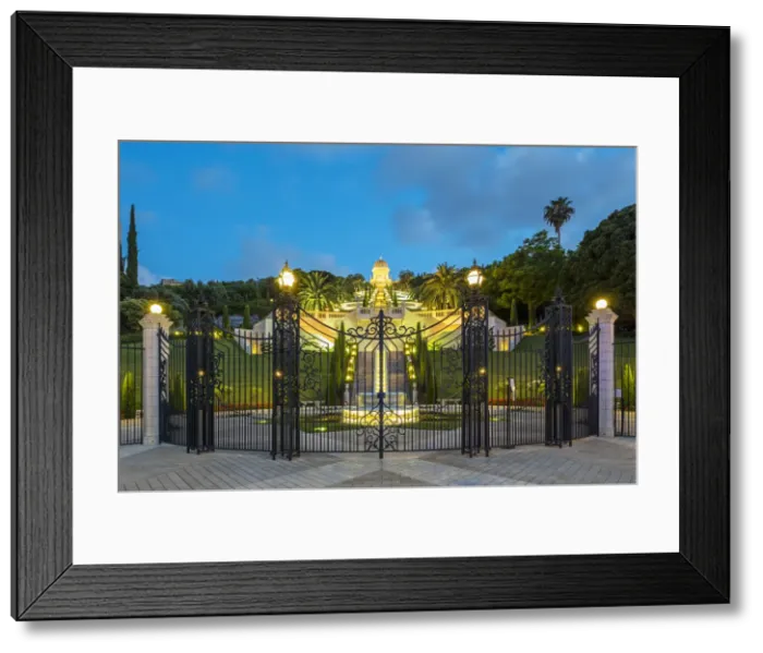 Framed Print : Israel, Haifa District, Haifa. Shrine of the Bab and lower terraces of the Baha i