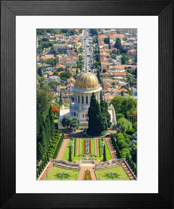 Framed Print : Israel, Haifa District, Haifa. The Shrine of the Bab and terraces of the Baha i Framed Print : Israel, Haifa District, Haifa. The Shrine of the Bab and terraces of the Baha i