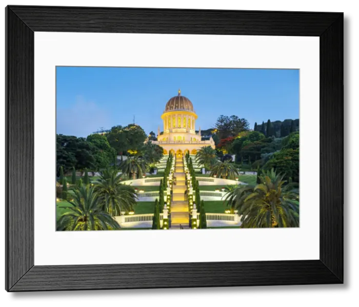 Framed Print : Israel, Haifa District, Haifa. Shrine of the Bab and lower terraces of the Baha i Framed Print : Israel, Haifa District, Haifa. Shrine of the Bab and lower terraces of the Baha i